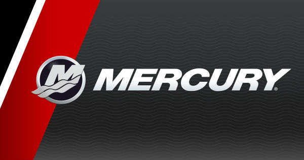 Mercury Marine logo on black background.