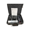 Black tool case with three parts inside.