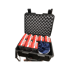 Black case with fuel filters and gloves.